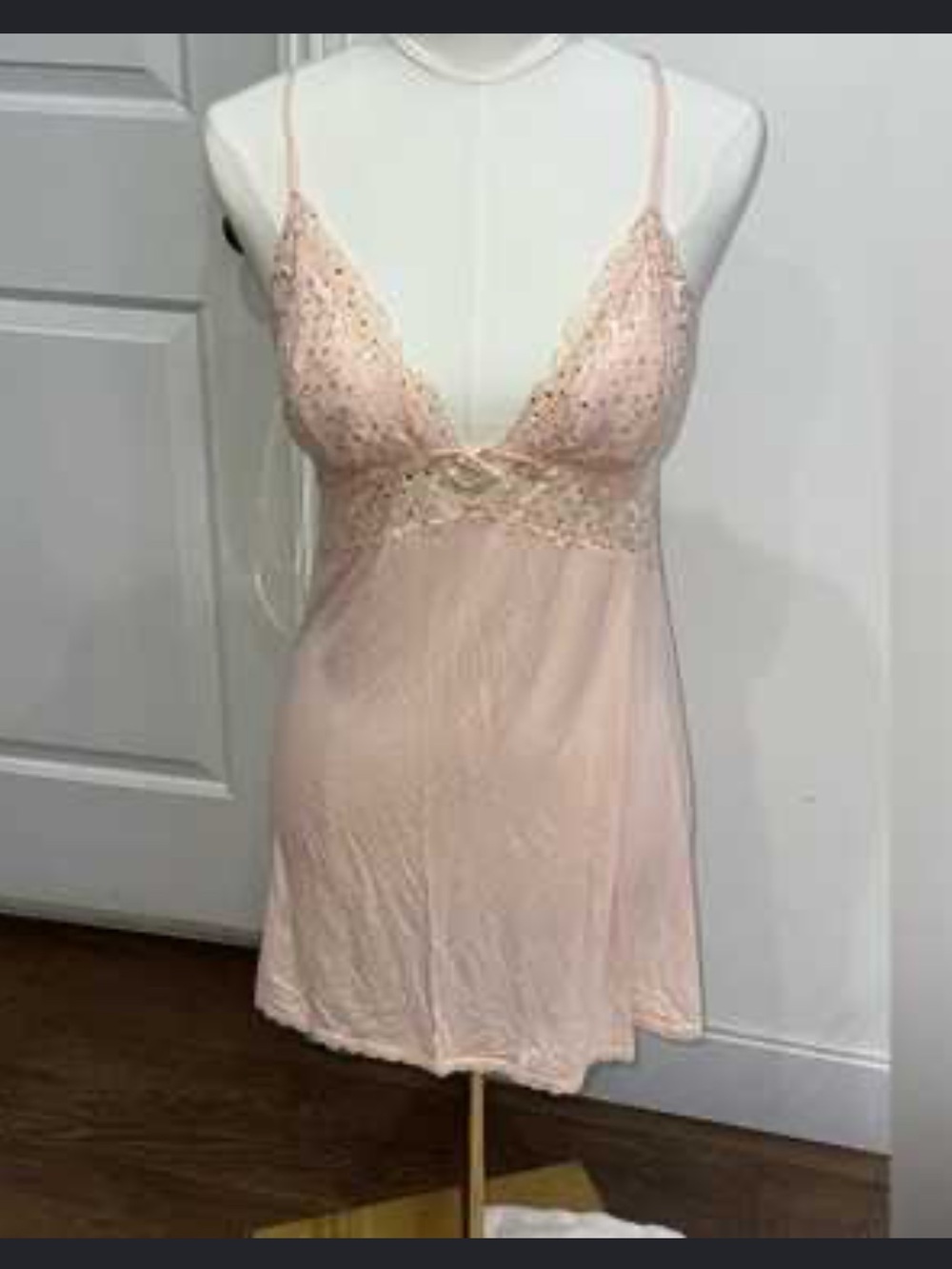 Victoria's Secret Pale Pink Lace-Trim Chemise